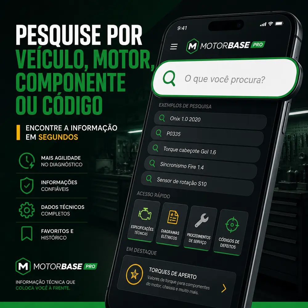Pesquise por veículo, motor, componente ou código e encontre a informação em segundos